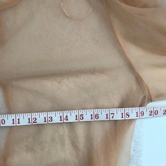 Zara Nude Sheer Long Sleeve Belted Blouse - Picture 12 of 13